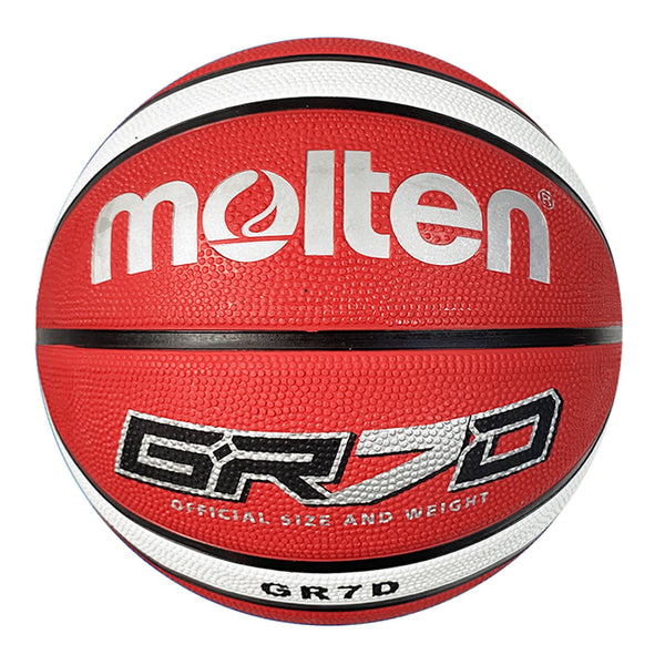 MOLTEN #7 橡膠深溝12片貼籃球 紅白