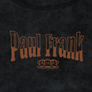 PAUL FRANK 女款假兩件抽皺繡花T 黑