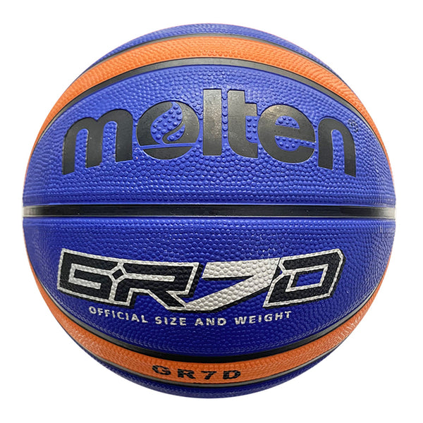 MOLTEN #7 橡膠深溝12片貼籃球 藍橘