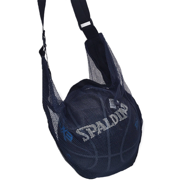 SPALDING 單顆裝網袋 深藍 (不含籃球)